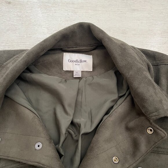 Goodfellow & CO Men's Olive Green Faux Suede Trucker Jacket Size XL - Picture 6 of 6
